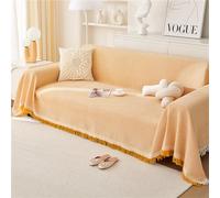 Cotton Sofas Throws Large 1/2/3/4 Seater, Bed Blanket Throws for Settees, Modern Solid Colour Non Slip Small Throw Sofa Covers King Size Blankets for Beds Double Cream Grey (Orange,180x260cm)
