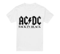 Cotton Soul ACDC Back in, Black, Unisex T Shirt, White, Medium