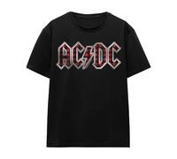 Cotton Soul ACDC Plaid Logo Ladies T Shirt, Black, Medium