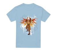 Cotton Soul Avatar The Last Airbender Flower and Fish Aang Unisex T Shirt, Light Blue, Small
