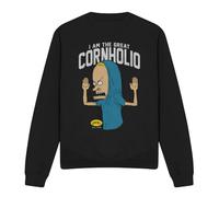 Cotton Soul Beavis And Butthead/Cornholio Crew Sweatshirt, Black, Large