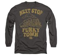 Cotton Soul Bet Soul Train Next Stop Mens Long Sleeve T Shirt-Charcoal-XX-Large