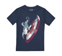 Cotton Soul Captain America Spin Shield Kids T Shirt, Navy, 12-13 Years