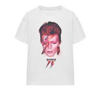 Cotton Soul David Bowie Aladdin Sane 75 Ladies T Shirt, White, X-Large