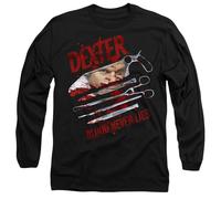 Cotton Soul Dexter Blood Never Lies Mens Long Sleeve T Shirt, Black, XX-Large