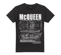 Cotton Soul Disney Cars Lightning McQueen Outline Unisex T Shirt, Black