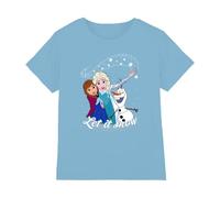 Cotton Soul Disney Frozen Elsa Anna Olaf Let It Snow T Shirt, Sky Blue
