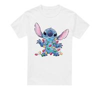 Cotton Soul Disney Lilo and Stitch Christmas Sketch Unisex T Shirt, White, Medium