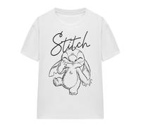 Cotton Soul Disney Lilo and Stitch Sketchy Surprise Womens Classic T Shirt, White, Medium