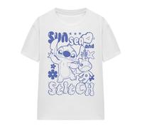 Cotton Soul Disney Lilo and Stitch Sun Sea and Stitch Womens Classic T Shirt, White, Medium