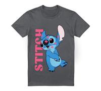 Cotton Soul Disney Lilo & Stitch Covered in Kisses UK Heather Unisex Tee, Dark Heather, Medium