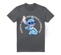 Cotton Soul Disney Lilo & Stitch Good Day UK Heather Unisex Tee, Dark Heather, Large