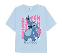 Cotton Soul Disney Lilo & Stitch Wavy Stitch Girls T Shirt, Light Blue, 9-10 Years