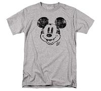 Cotton Soul Disney Mickey Mouse Face Distress Mens T Shirt, Grey Heather, SML