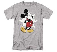 Cotton Soul Disney Mickey Mouse Retro Star Unisex T Shirt, Grey Heather