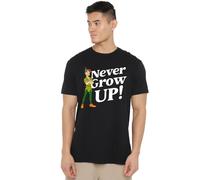 Cotton Soul Disney Peter Pan Never Grow Up Mens T Shirt, Black, MED