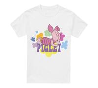 Cotton Soul Disney Piglet Pastel Flowers Unisex T Shirt, White, X-Large