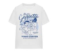 Cotton Soul Disney Pinocchio Geppetto Wood Shop Ladies T Shirt, White, Large