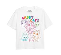Cotton Soul Gabby's Dollhouse Friends Outline Girls T Shirt, White, 7-8 Years