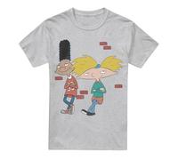 Cotton Soul Hey Arnold Arnold and Gerald Leaning Unisex T Shirt, Athletic Heather, Large