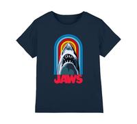 Cotton Soul Jaws Retro Bite Logo Kids T Shirt, Navy, 7-8 Years