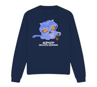 Cotton Soul K-Pop Demon Hunters - Cute Derpy Tiger Cartoon Unisex Sweatshirt, Navy, XX-Large