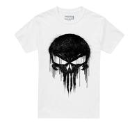 Cotton Soul Marvel Black Punisher Graffiti Skull Unisex T Shirt, White, XXXXX-Large