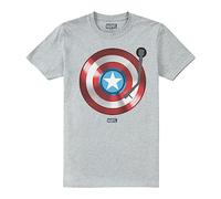 Cotton Soul Marvel Captain America Record Shield Mens T Shirt, Grey Heather, XLG