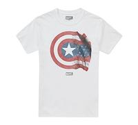 Cotton Soul Marvel Captain America Shield Flag Mens T Shirt, White, XXL