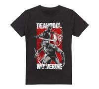 Cotton Soul Marvel Deadpool & Wolverine Deadpool & Wolverine Fight Unisex T Shirt, Black, XX-Large