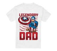 Cotton Soul Marvel Lengendary Dad America Mens T Shirt, White, Large