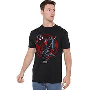 Cotton Soul Marvel Spiderman Miles Morales Leap Mens T Shirt, Black, MED