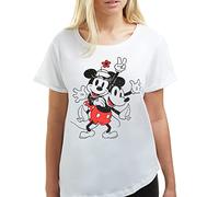 Cotton Soul Mickey and Minnie Disney - Mickey & Minnie Peace - Ladies Fashion T-Shirt - White - SML