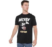 Cotton Soul Mickey Mouse Mickey Mouse & Friends Mickey Washout Mens T Shirt, Black, X-Large