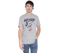 Cotton Soul Mickey Mouse Mickey Mouse & Friends Mickey Washout Mens T Shirt, Heather Grey, Large