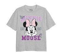 Cotton Soul Mickey Mouse Minnie Mouse Butterfly Varsity Girls T Shirt, Grey Heather, 12-13 Years