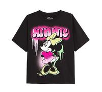 Cotton Soul Mickey Mouse Minnie Mouse Graffiti Drips Girls T Shirt, Black, 12-13 Years