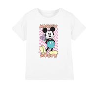 Cotton Soul Mickey Mouse Warp Check Girls T Shirt, White, 12-13 Years