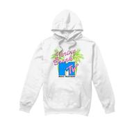 Cotton Soul MTV Spring Break Neon Palm Trees Unisex Hoodie, White,Medium