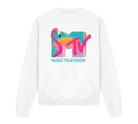 Cotton Soul MTV Vibrant Flamingo Sunset Unisex Crew Sweatshirt, White,Medium