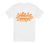 Cotton Soul Nickelodeon Brand Nick Retro Splat Logo Unisex T Shirt, White, Large