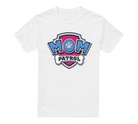 Cotton Soul Paw Patrol Mother's Day Mom Patrol Badge Unisex Adult T Shirt, White, Large