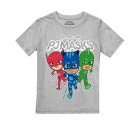 Cotton Soul PJ Masks Heroes Trio Boys T Shirt, Grey Heather, 3-4 Years