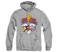 Cotton Soul Power Rangers Retro Mens Hoodie, Grey Heather, X-Large