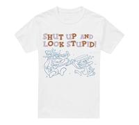 Cotton Soul Ren and Stimpy Shut Up and Look Stupid! Unisex T Shirt, White, Large