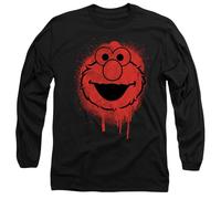 Cotton Soul Sesame Street Elmo Graffiti Spray Face Unisex Long Sleeve T Shirt, Black, Medium