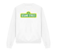 Cotton Soul Sesame Street Logo Unisex Sweatshirt, White, Large
