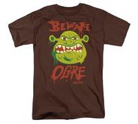Cotton Soul Shrek Beware Ogre Sign Unisex T Shirt, Dark Chocolate, Medium