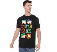 Cotton Soul South Park Heads Unisex T Shirt, Black, Small