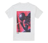Cotton Soul Spiderman Unmasking Miles Morales Mens T Shirt, White, Large